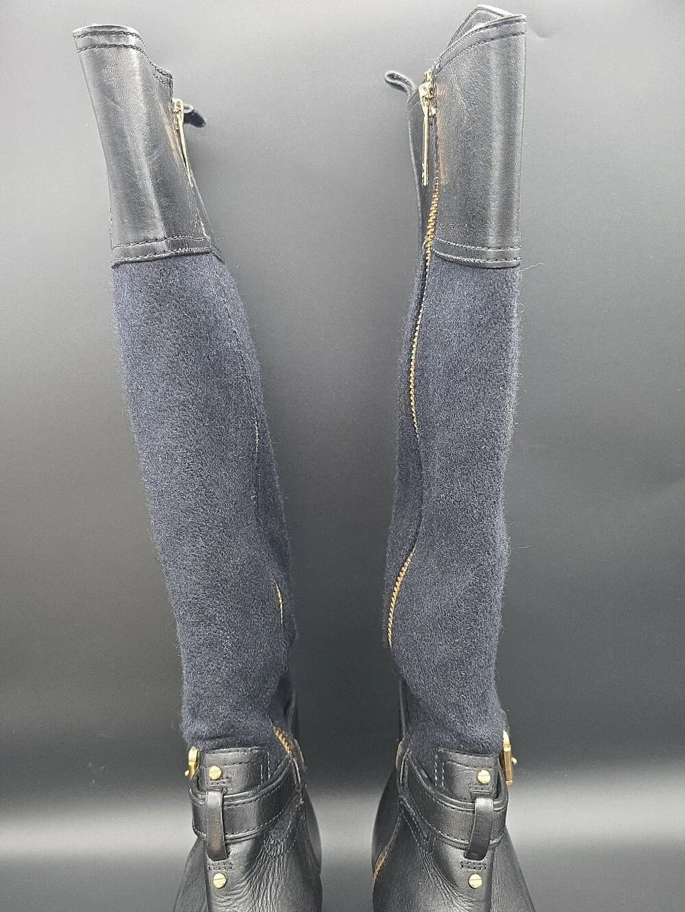 Tory Burch Black Leather Tall Riding Boots Women's Size 9.5M